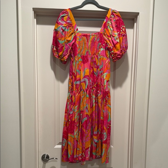 Farm Rio S Puff-Sleeve Midi Dress - Picture 5 of 5